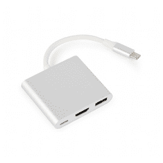 CABLEXPERT Adapter USB-C 3-in-1, USB-C, HDMI, USB-A svetlo siv
