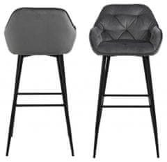 Design Scandinavia Brooke barski stolčki (SET 2 kosa), tkanina, temno siva