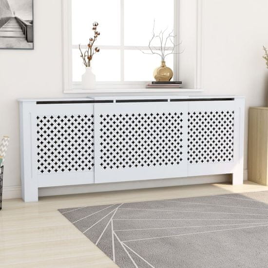 Greatstore Pokrov za radiator MDF bel 205 cm