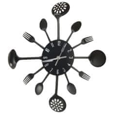 Vidaxl 325163 Wall Clock with Spoon and Fork Design Black 40 cm Aluminium