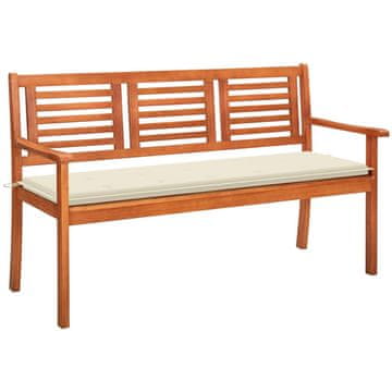 Vidaxl Vrtna klop za 3 osebe z blazino 150 cm trden evkaliptus