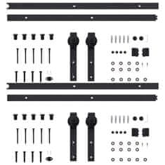 Vidaxl Komplet opreme za drsna vrata 2 kosa 183 cm jeklo črne barve