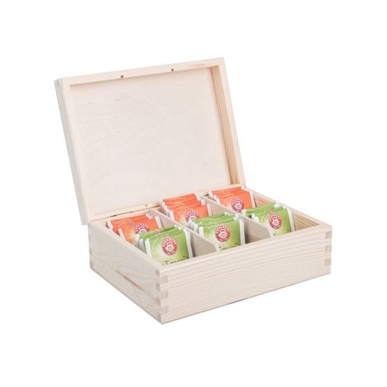Čisté dřevo CleanWood Lesena škatla za čaj (6 predelkov)