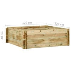Vidaxl Visoka greda impregnirana borovina 120x120x40 cm