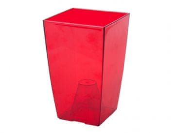 Pokrov za cvetlični lonec FANTAZIE plastični 13x13x20cm, rdeč
