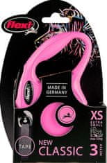 Trixie FLEXI Classic New XS povodec 3m/12kg roza