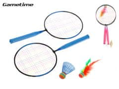Gametime loparčki za badminton 44x22 cm 2 kosa z lončki 2 kosa - mešanica barv (roza, modra)