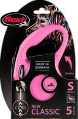 Croci FLEXI Classic New S povodec 5m/12kg roza