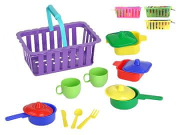 Posoda v košari - mešanica barv (vijolična, zelena, rumena, roza)