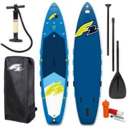  F2 Axxis sup deska v modri barvi s 4-delnim sup/kajak alu-veslom in kajak sedežem (350 x 84 x 15 cm)