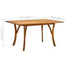 Vidaxl Vrtna miza 150x90x75 cm trden akacijev les
