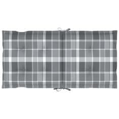 Vidaxl Blazine za vrtne stole 4 kosi siv karo vzorec 100x50x7 cm