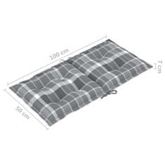 Vidaxl Blazine za vrtne stole 4 kosi siv karo vzorec 100x50x7 cm