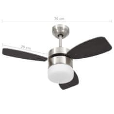 Greatstore Stropni ventilator z lučjo in daljincem 76 cm temno rjav