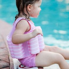 KONFIDENCE Plavalna obleka za učenje plavanja, Pink Breton Stripe, za 2-3 leta