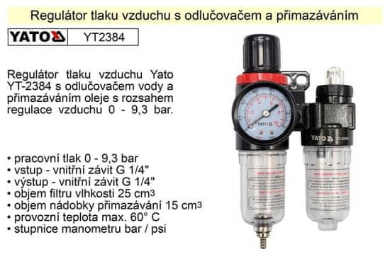 YATO Regulator zračnega tlaka z separatorjem in mazanjem YT-2384
