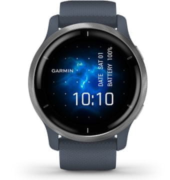 Garmin Venu 2 pametna ura, srebrna (Silver/Granite Blue) - odprta embalaža