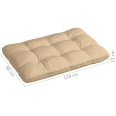 Vidaxl Blazina za kavč iz palet bež 120x80x12 cm