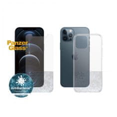PanzerGlass Standard Antibacterial Bundle 2v1 zaščitno steklo za Apple iPhone 12 Pro Max (PanzerGlass sklo + prozoren TPU ovitek) B2709