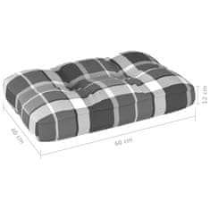 Vidaxl Blazina za kavč iz palet siv karo vzorec 60x40x12 cm