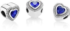 Pandora Luksuzna srčkana perla z modrim kristalom 797608NANB