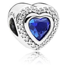 Pandora Luksuzna srčkana perla z modrim kristalom 797608NANB