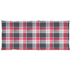 Vidaxl Blazine za vrtne stole 4 kosi rdeče karo 120x50x3 cm blago