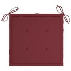 Vidaxl Blazine za vrtne stole 4 kosi vinsko rdeče 40x40x4 cm oxford
