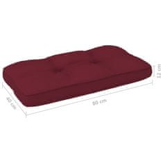 Greatstore Blazina za kavč iz palet vinsko rdeča 80x40x12 cm
