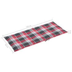 Vidaxl Blazine za vrtne stole 6 kosov rdeče karo 120x50x3 cm blago