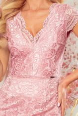 Numoco Ženska čipkasta obleka Morcallt umazano roza XL