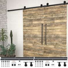 Vidaxl Komplet opreme za drsna vrata 2 kosa 183 cm jeklo črne barve