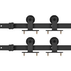 Vidaxl Komplet opreme za drsna vrata 2 kosa 183 cm jeklo črne barve
