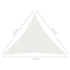 Vidaxl Senčno jadro 160 g/m2 belo 4,5x4,5x4,5 m HDPE