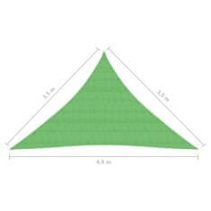Vidaxl Senčno jadro 160 g/m2 svetlo zeleno 3,5x3,5x4,9 m HDPE