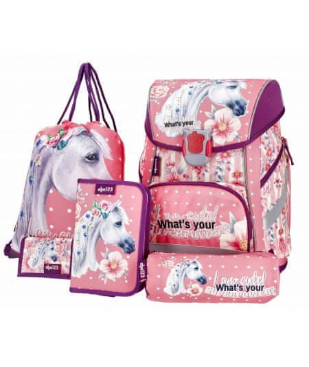 ABC123 šolska torba Konj CC1, 5 delni set LED, 25l (1. triada)