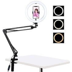 Puluz Selfie Ring krožka LED svetloba 10'' + držalo za mizo, črna