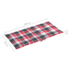 Vidaxl Blazine za vrtne stole 6 kosov rdeče karo 100x50x3 cm oxford