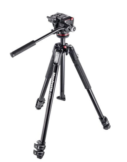 Manfrotto 190X3 Aluminijasto 3-sekcijsko stojalo z XPRO Fluid video glavo (MK190X3-2W)