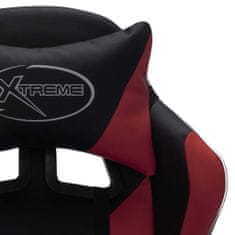 shumee Racing stol z RGB LED lučkami vinsko rdeče in črno umetno usnje