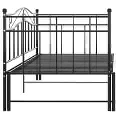 Vidaxl Izvlečni posteljni okvir črn kovinski 90x200 cm