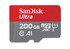 SanDisk Micro SDXC Ultra Mobile spominska kartica, 200 GB, 120 MB/s, UHS-I, C10 + SD adapter