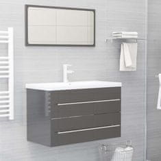 Greatstore 2-delni komplet kopalniškega pohištva visok sijaj sive barve