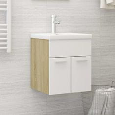 Vidaxl Omarica za umivalnik bela in sonoma hrast 41x38,5x46 cm
