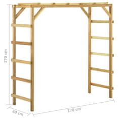 shumee Zunanji ribstol 170x60x170 cm trdna borovina