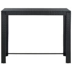 Vidaxl Vrtna barska miza črna 140,5x60,5x110,5 cm poli ratan