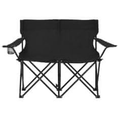 shumee Zložljiv stol za kampiranje za 2 osebi jeklo in blago črn
