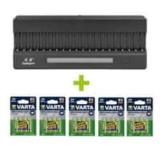 Oxe  AA polnilnik za 20 kosov, s prikazovalnikom in 20 kosov polnilnih baterij Varta 56706 R6 2100mAh NIMH basic