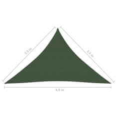 Vidaxl Senčno jadro 160 g/m2 temno zeleno 3,5x3,5x4,9 m HDPE