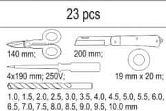 YATO  Vložek za vtičnico - izol. trak, tester, škarje, montažo nož, komplet svedrov 1-10mm